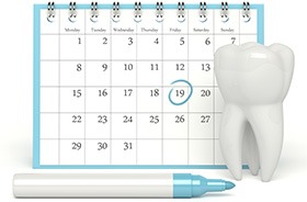 Dentist appointment circled on calendar