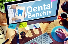 Large computer monitor with information about dental benefits