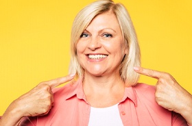 woman showing off smile