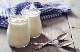 Two jars of yogurt, part of a no-chew diet
