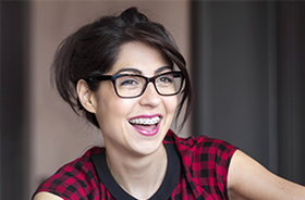 Young woman with braces