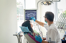 Woman recieving 3D CT scan