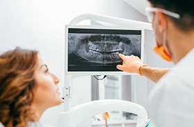 Patient looking at digital x-ray
