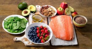 Variety of nutrient-rich foods arranged on table